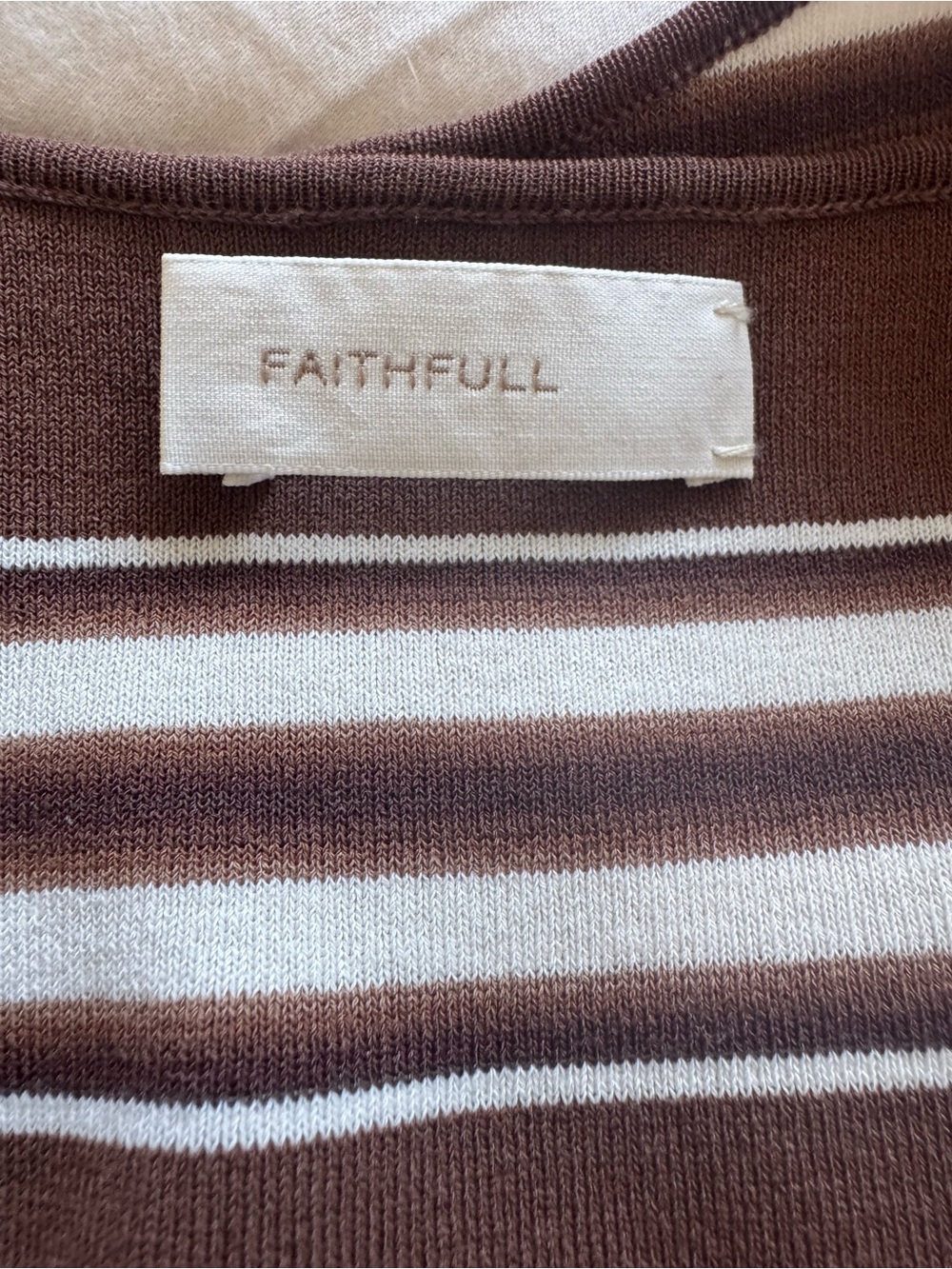 Faithfull the Brand Tore Maxi Dress in Ombre Stripe Macro Brown Carob, Size M - Picture 5 of 6